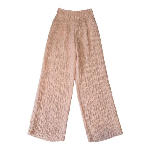 NEW Massimo Dutti Women's Pink Wide-Leg Textured Pants XS Casual NWT - Picture 2 of 9